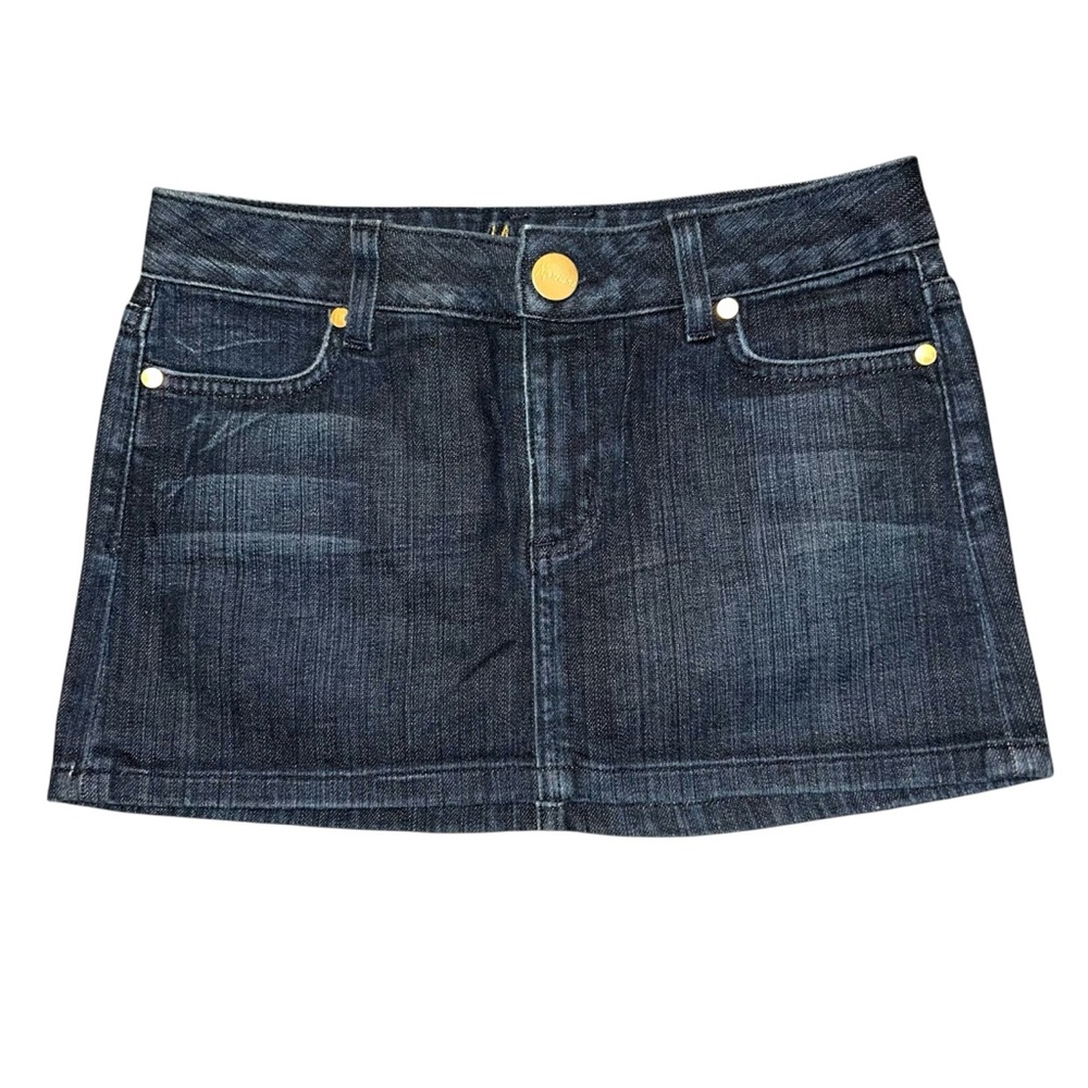 Guess Marciano Denim Jean Mini Skirt w/ Gold Accents Low rise size 25